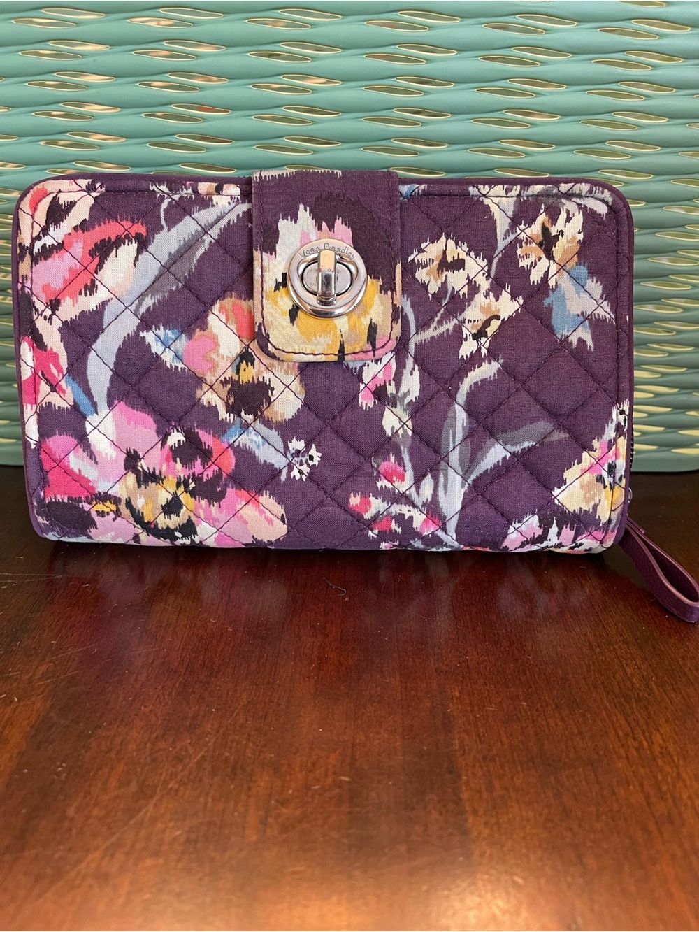Vera Bradley RFID Turnlock Wallet in the "Indiana Rose" pattern